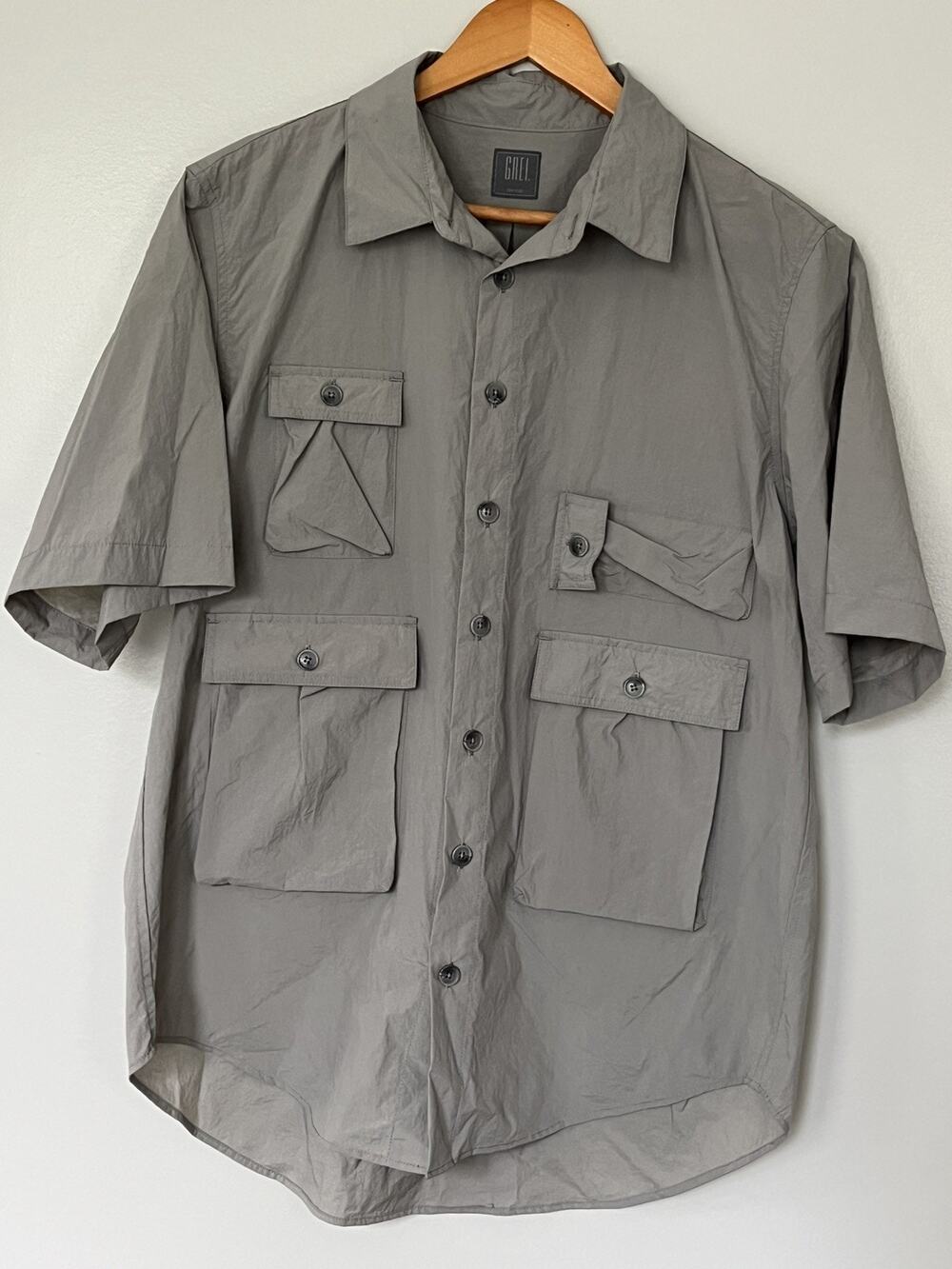 GREI. Women’s Size 3 Gray Nylon Cargo Pocket Utility Shirt Made in USA